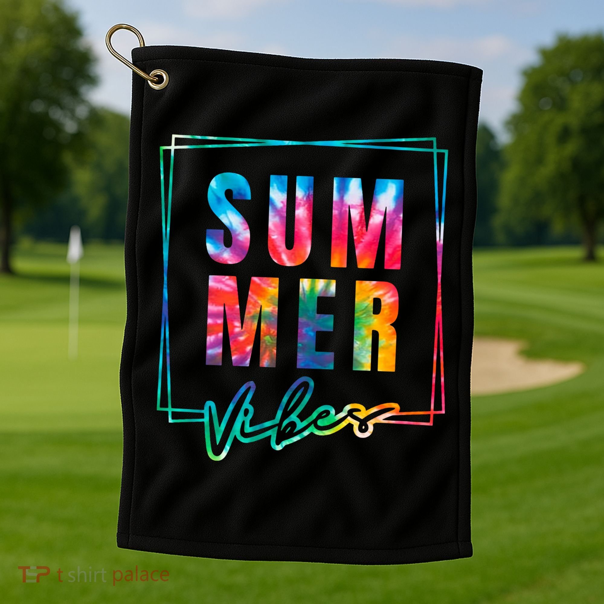 Summer Vibes Tie Dye Summer Vacation Golf Towel