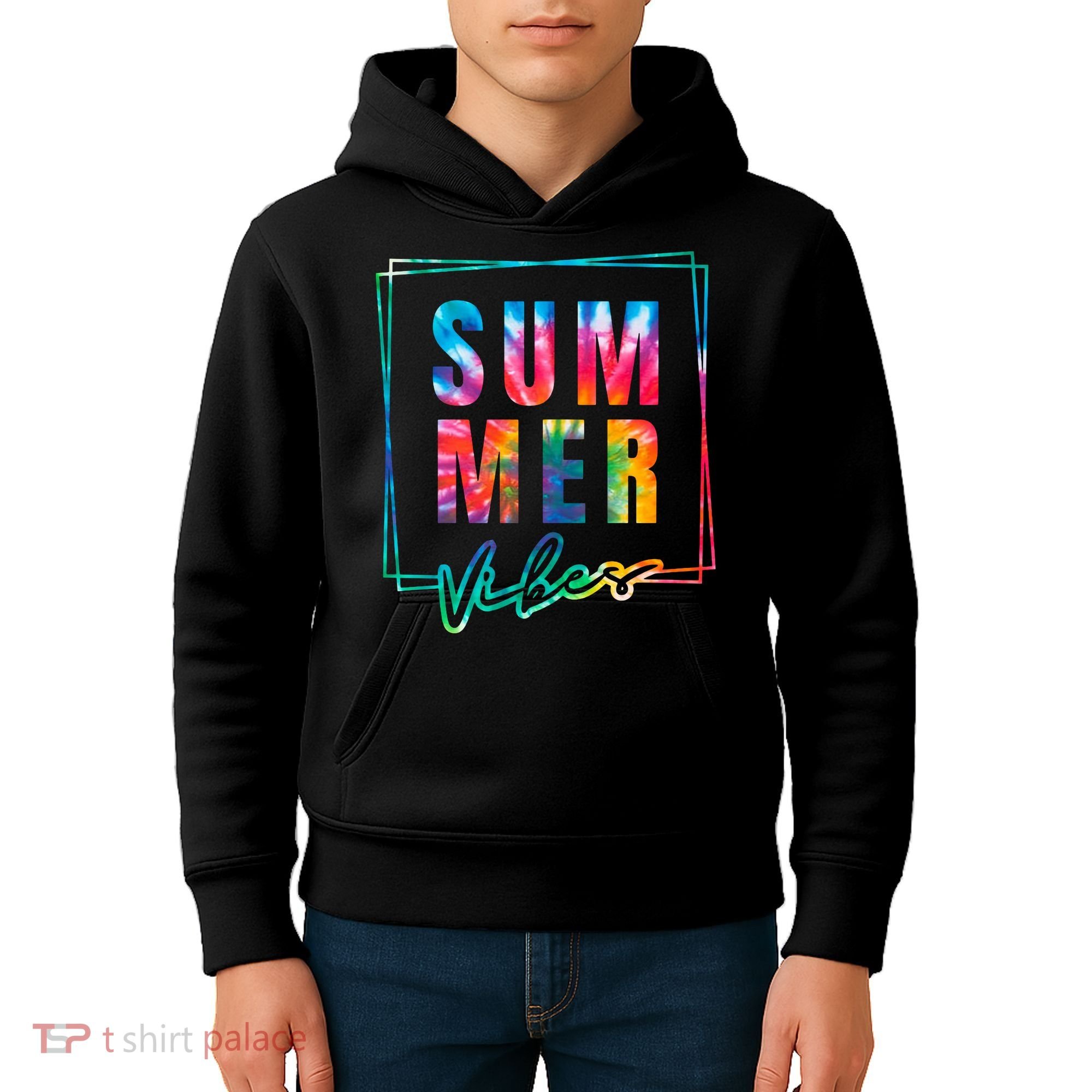 Summer Vibes Tie Dye Summer Vacation Kids Hoodie