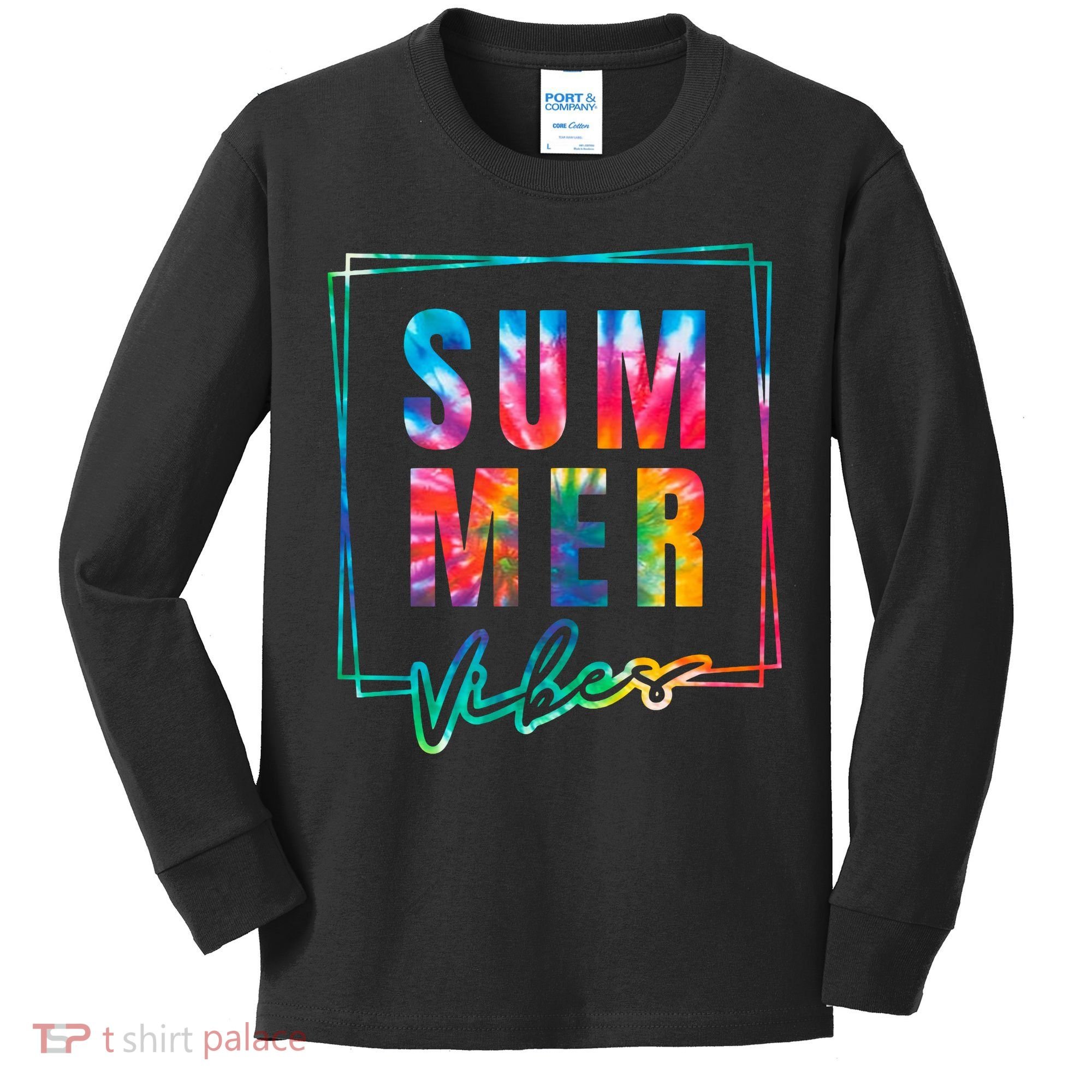 Summer Vibes Tie Dye Summer Vacation Kids Long Sleeve Shirt