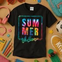 Summer Vibes Tie Dye Summer Vacation Kids T-Shirt thumb 3