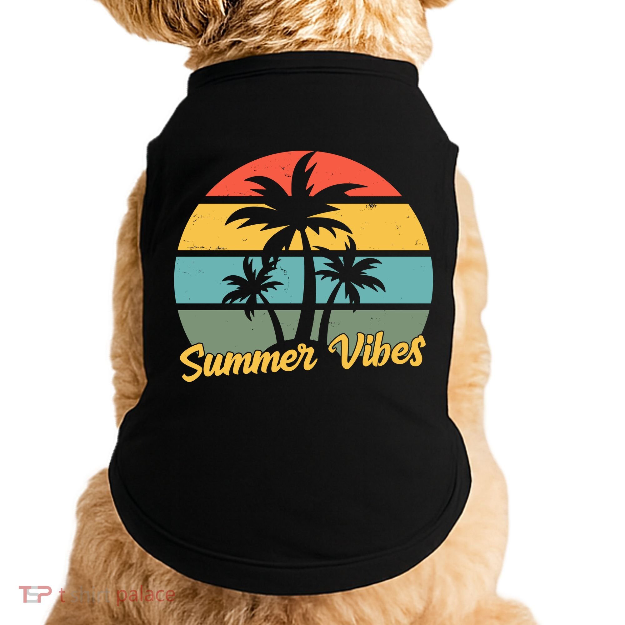 Summer Vibes Tropical Retro Sunset Doggie Tank