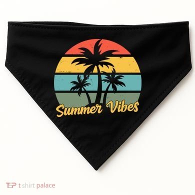 Summer Vibes Tropical Retro Sunset USA-Made Doggie Bandana