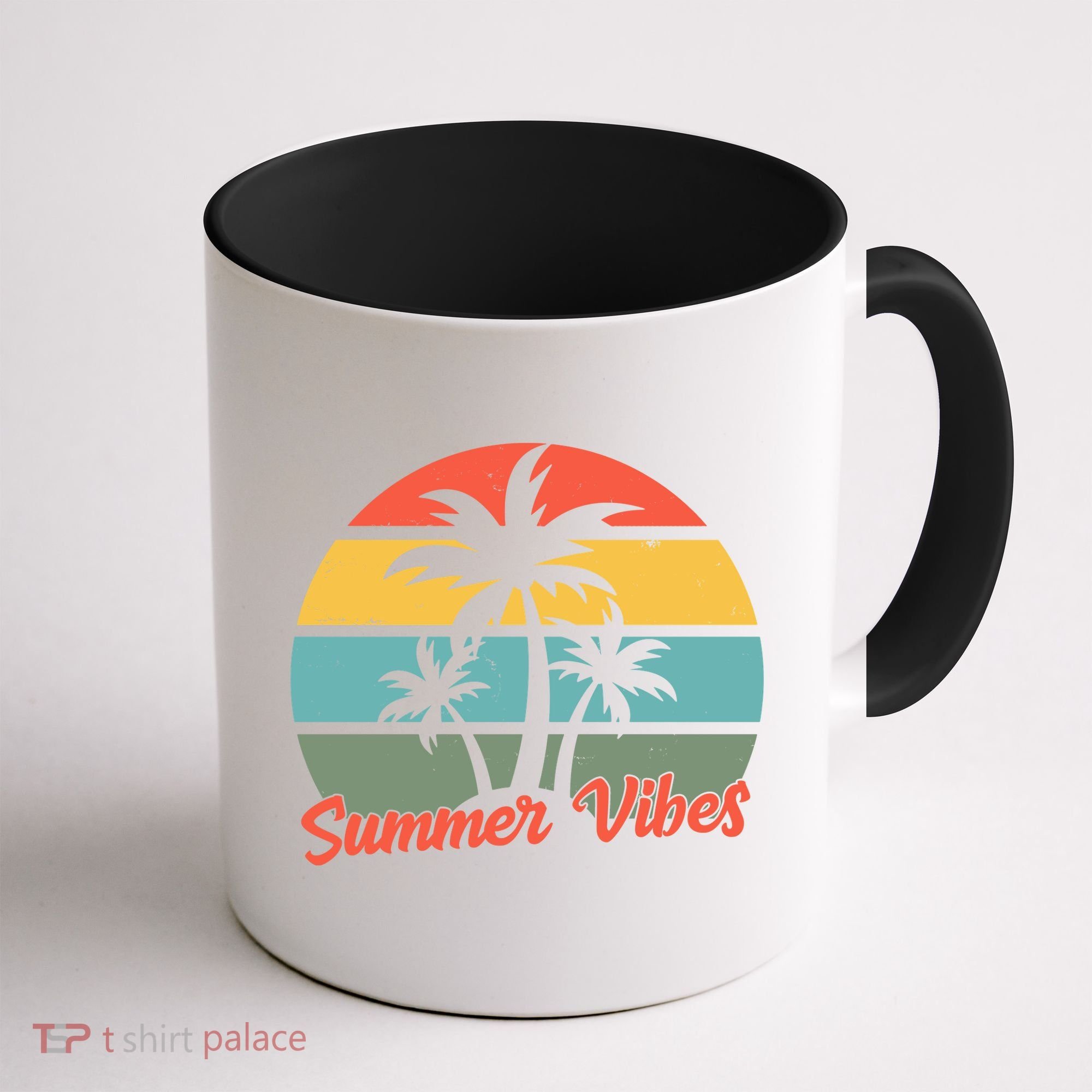 Summer Vibes Tropical Retro Sunset Coffee Mug