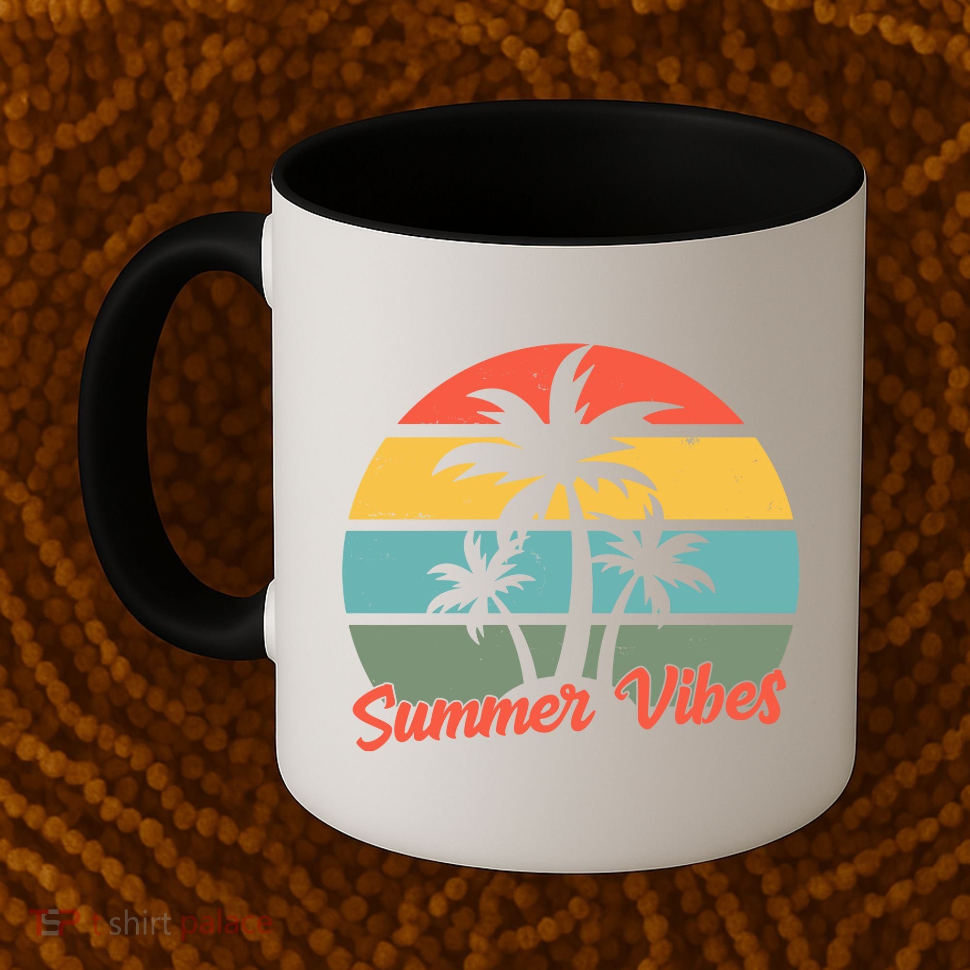 Summer Vibes Tropical Retro Sunset Coffee Mug