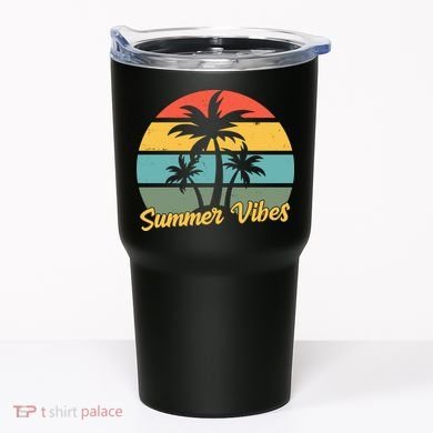 Summer Vibes Tropical Retro Sunset Tumbler