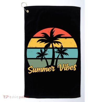 Summer Vibes Tropical Retro Sunset Golf Towel