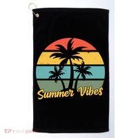 Summer Vibes Tropical Retro Sunset Golf Towel thumb 0