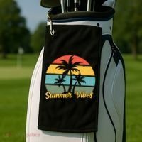 Summer Vibes Tropical Retro Sunset Golf Towel thumb 2