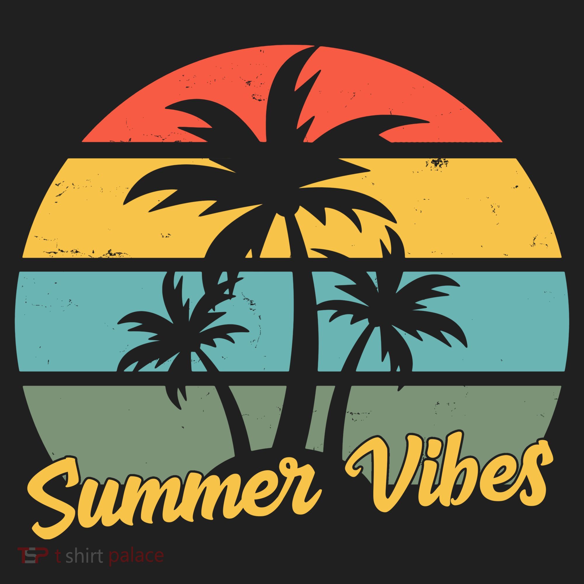 Summer Vibes Tropical Retro Sunset Golf Towel