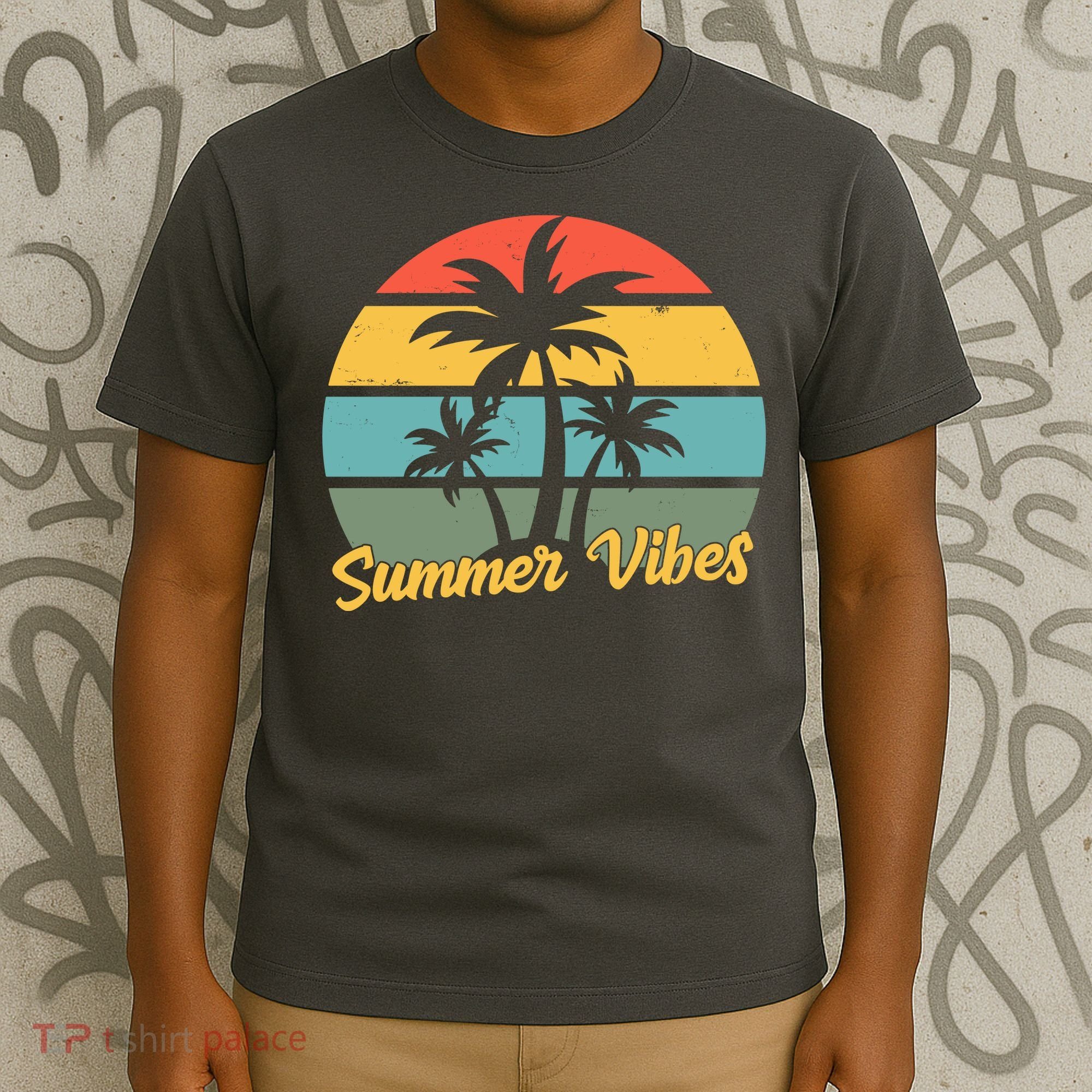 Summer Vibes Tropical Retro Sunset T-Shirt
