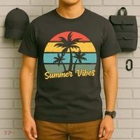 Summer Vibes Tropical Retro Sunset T-Shirt thumb 6