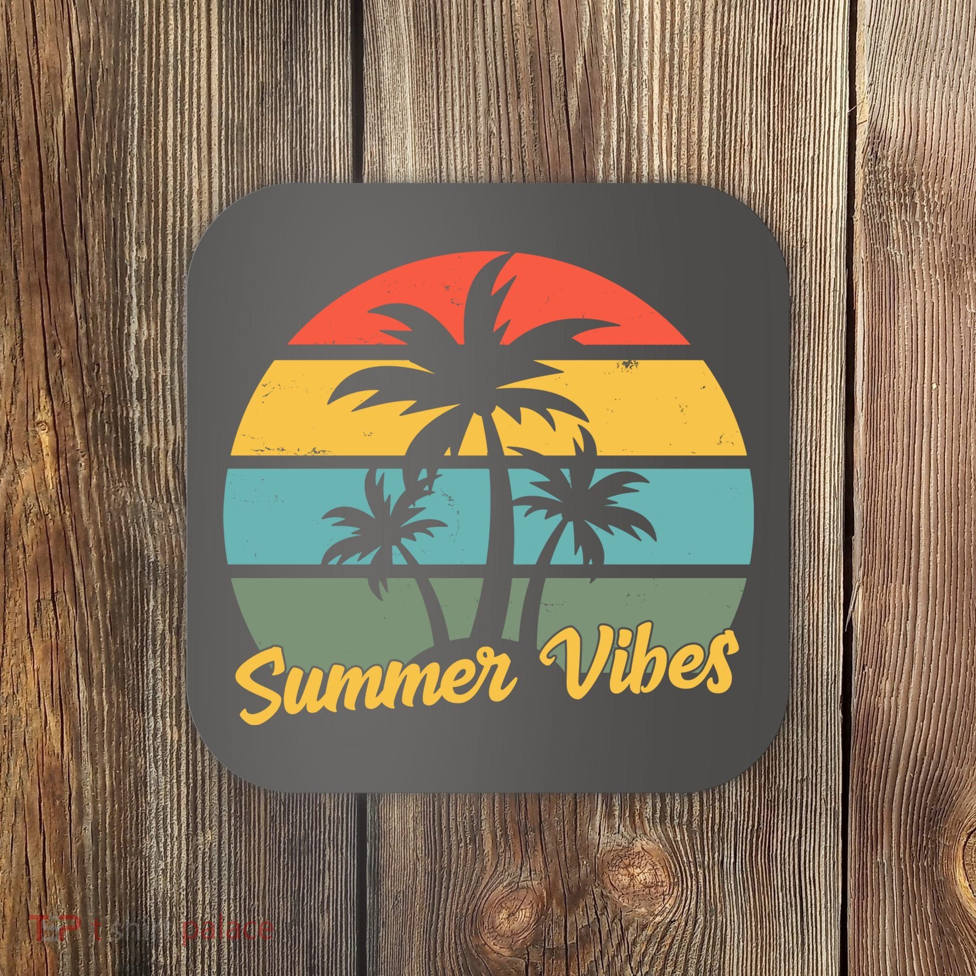 Summer Vibes Tropical Retro Sunset Coaster