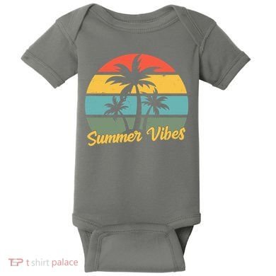 Summer Vibes Tropical Retro Sunset Baby Bodysuit