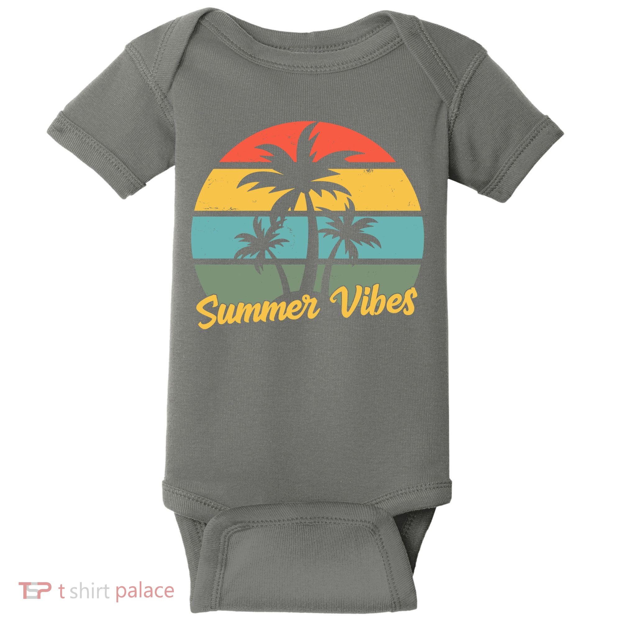 Summer Vibes Tropical Retro Sunset Baby Bodysuit