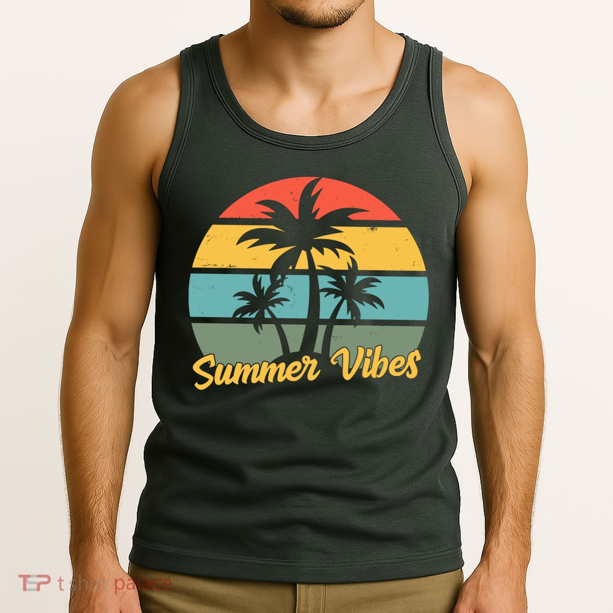 Summer Vibes Tropical Retro Sunset Tank Top