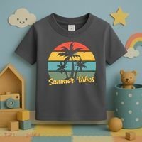 Summer Vibes Tropical Retro Sunset Toddler T-Shirt thumb 3