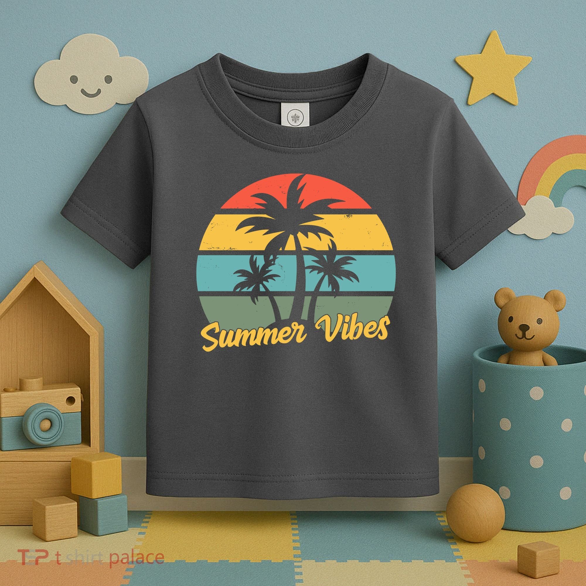 Summer Vibes Tropical Retro Sunset Toddler T-Shirt