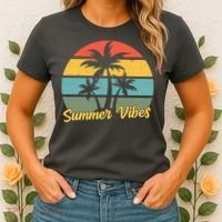 Summer Vibes Tropical Retro Sunset Women's T-Shirt thumb 2