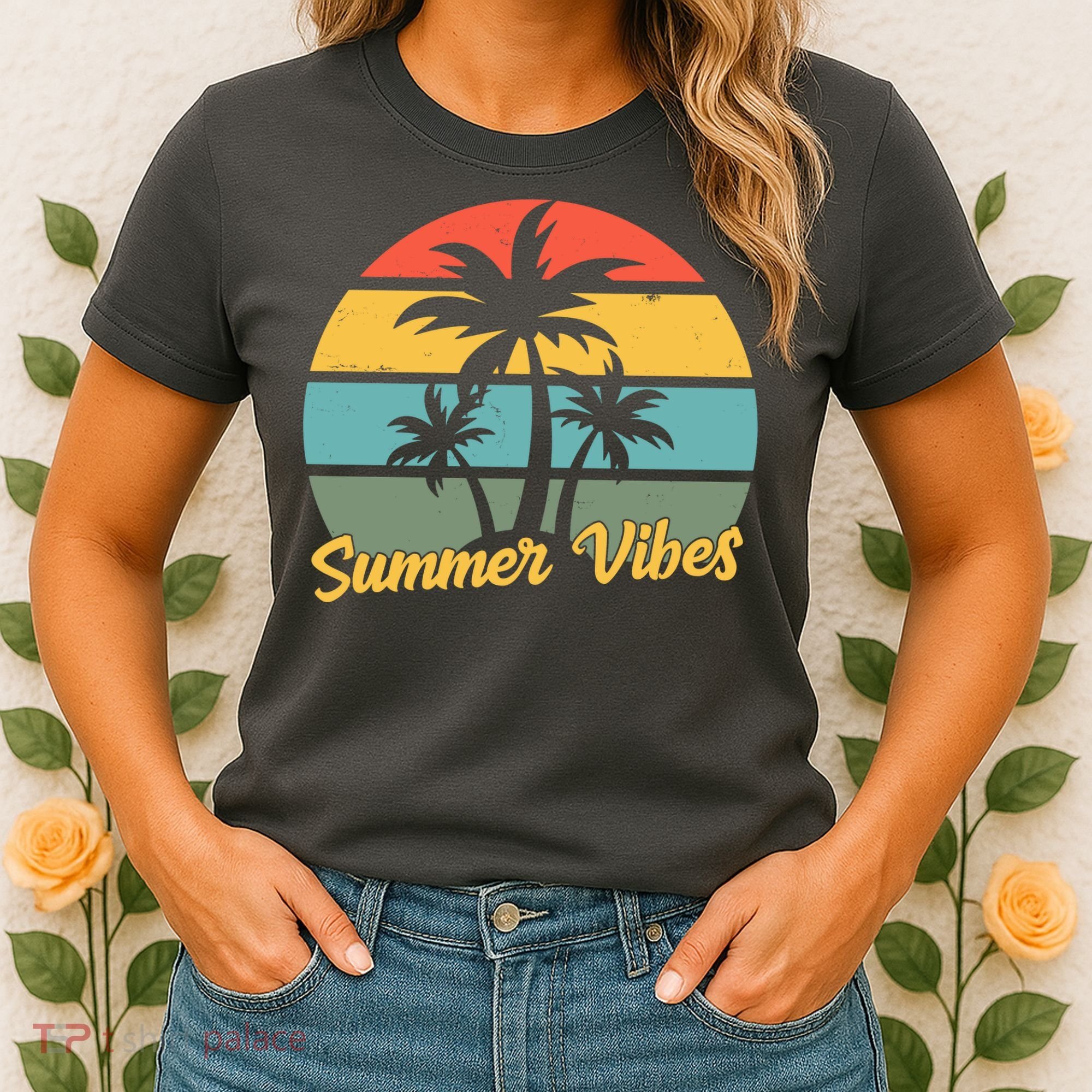 Summer Vibes Tropical Retro Sunset Women's T-Shirt