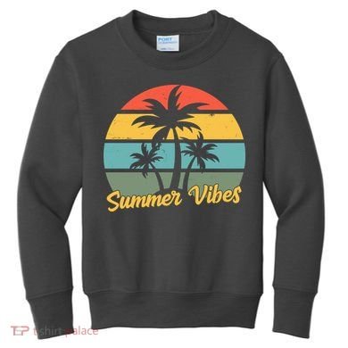 Summer Vibes Tropical Retro Sunset Kids Sweatshirt