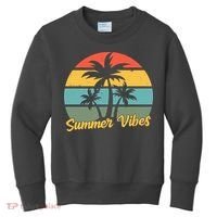 Summer Vibes Tropical Retro Sunset Kids Sweatshirt thumb 0