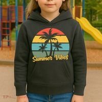 Summer Vibes Tropical Retro Sunset Kids Hoodie thumb 3