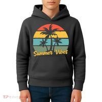Summer Vibes Tropical Retro Sunset Kids Hoodie thumb 4