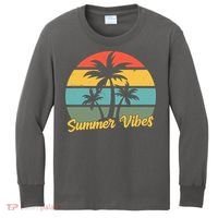 Summer Vibes Tropical Retro Sunset Kids Long Sleeve Shirt thumb 0