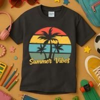 Summer Vibes Tropical Retro Sunset Kids T-Shirt thumb 3