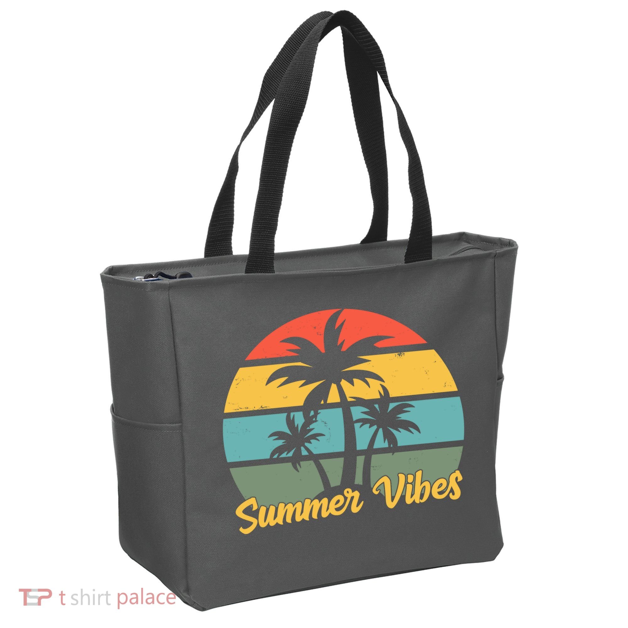 Summer Vibes Tropical Retro Sunset Tote Bag