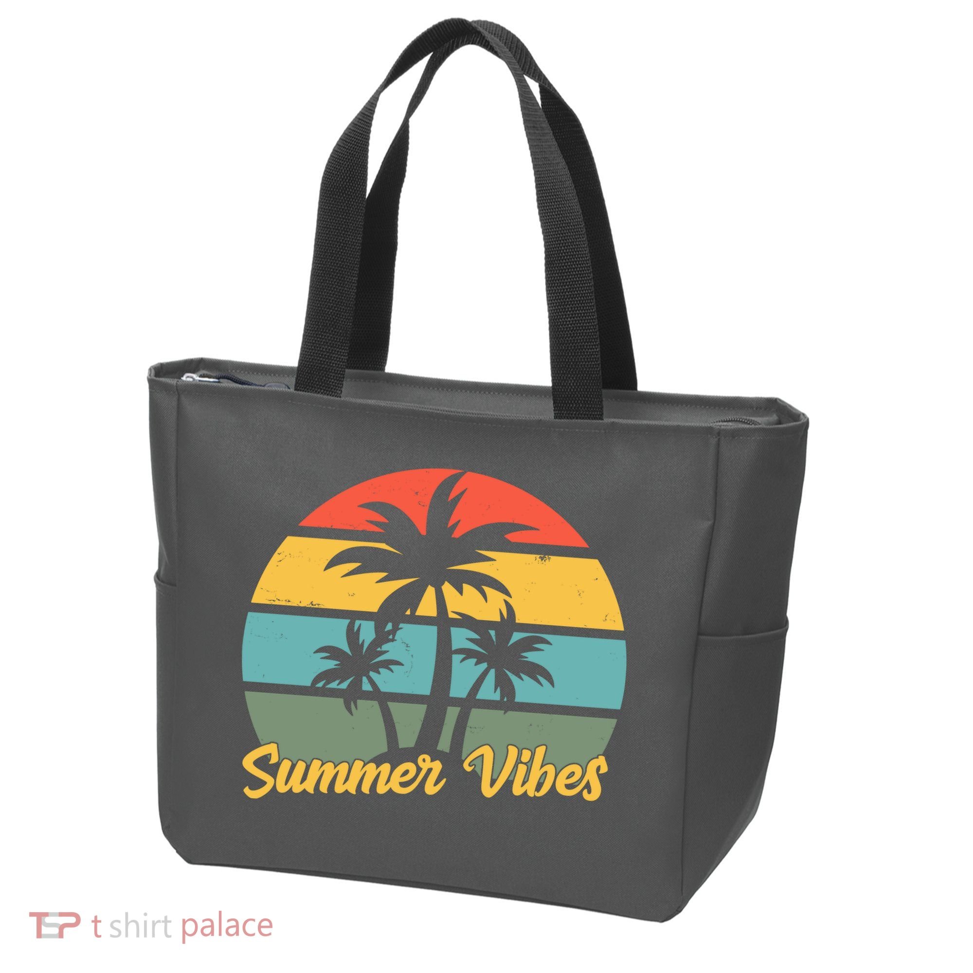 Summer Vibes Tropical Retro Sunset Tote Bag