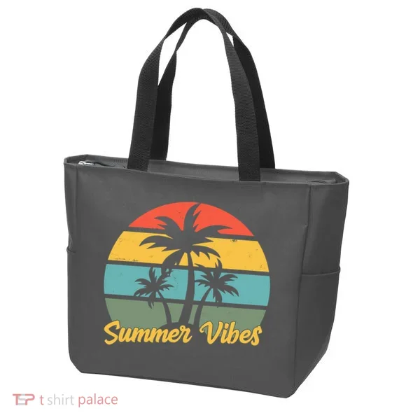 Summer Vibes Tropical Retro Sunset Tote Bag