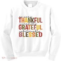 So Very Thankful Incredibly Grateful Unbelievably Blessed Thanksgiving Quote Kids Sweatshirt thumb 0