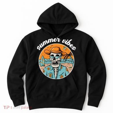 Summer Vibes Vintage Retro Skeleton Hoodie