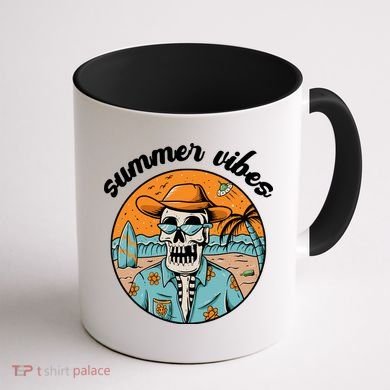 Summer Vibes Vintage Retro Skeleton Coffee Mug back