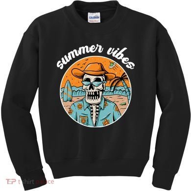 Summer Vibes Vintage Retro Skeleton Kids Sweatshirt