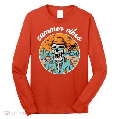 Summer Vibes Vintage Retro Skeleton Long Sleeve Shirt