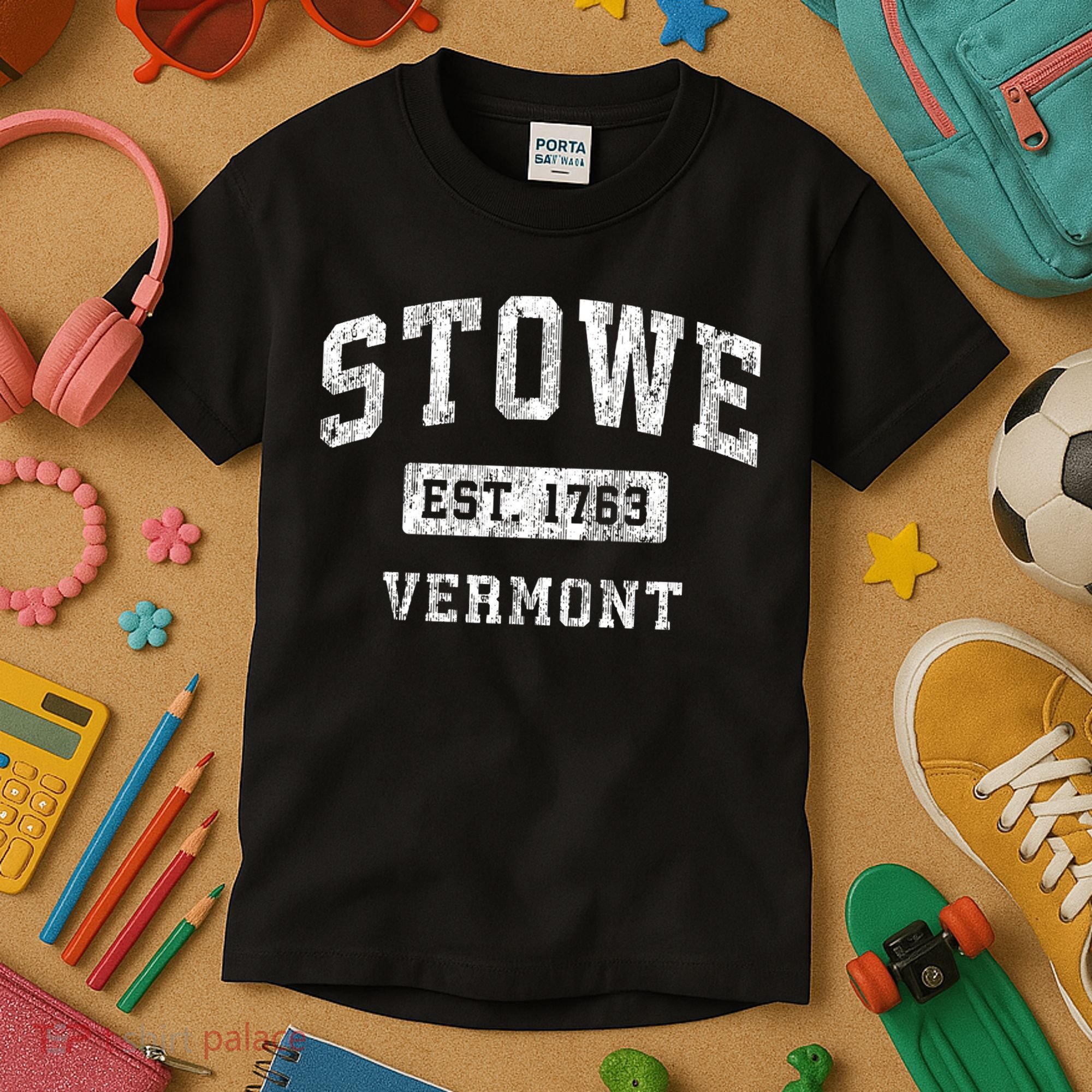 Stowe Vermont Vt Vintage Established Sports Kids T-Shirt
