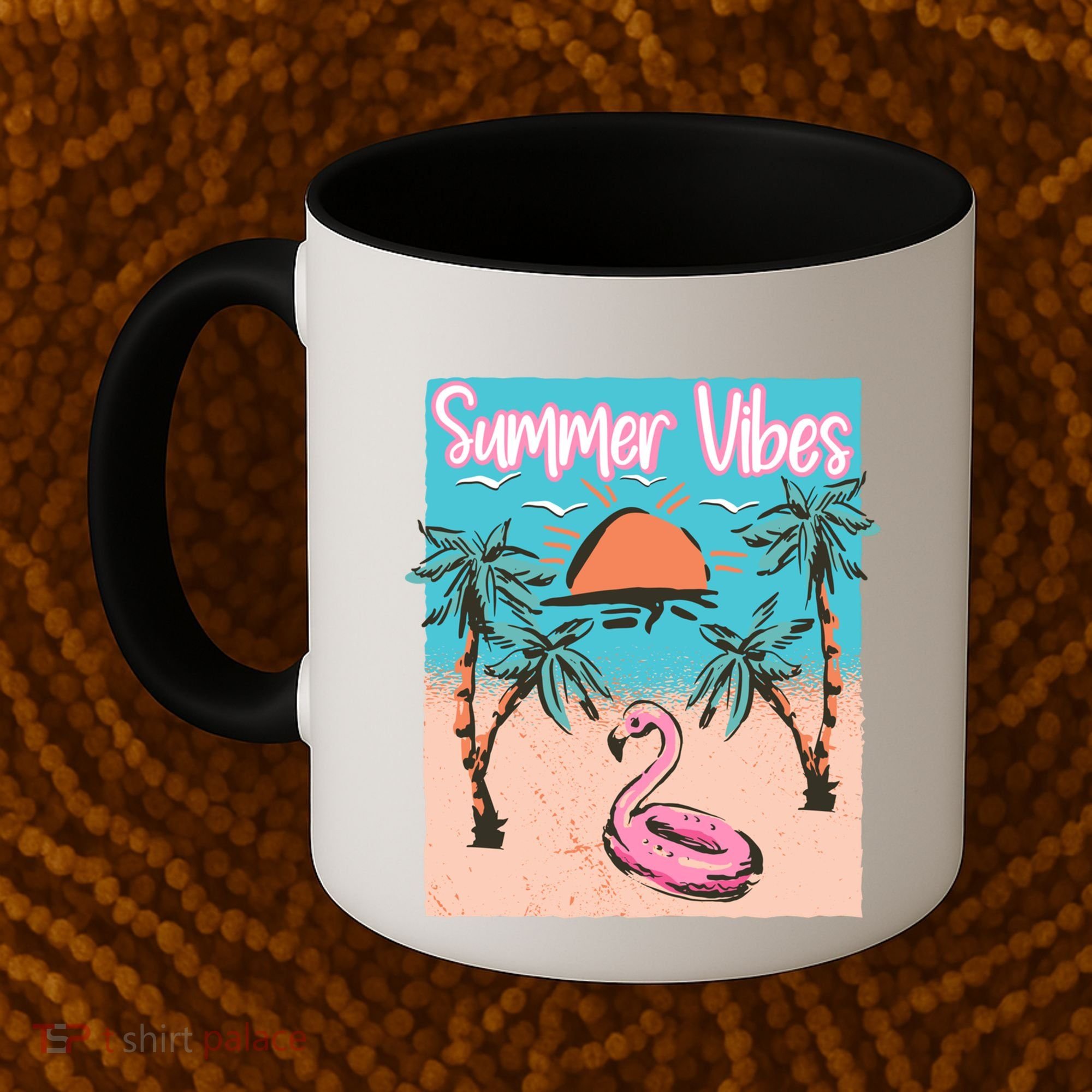 Summer Vibes Vacay Beach Flamingo Vacation Gift Coffee Mug