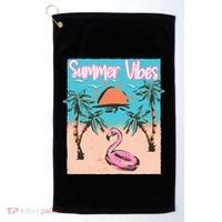 Summer Vibes Vacay Beach Flamingo Vacation Gift Golf Towel thumb 0