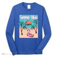 Summer Vibes Vacay Beach Flamingo Vacation Gift Long Sleeve Shirt thumb 0