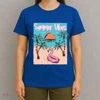 Summer Vibes Vacay Beach Flamingo Vacation Gift T-Shirt thumb 4