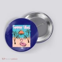 Summer Vibes Vacay Beach Flamingo Vacation Gift Button thumb 0