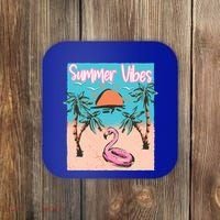 Summer Vibes Vacay Beach Flamingo Vacation Gift Coaster thumb 0