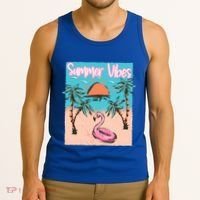 Summer Vibes Vacay Beach Flamingo Vacation Gift Tank Top thumb 3