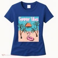 Summer Vibes Vacay Beach Flamingo Vacation Gift Women's T-Shirt thumb 0