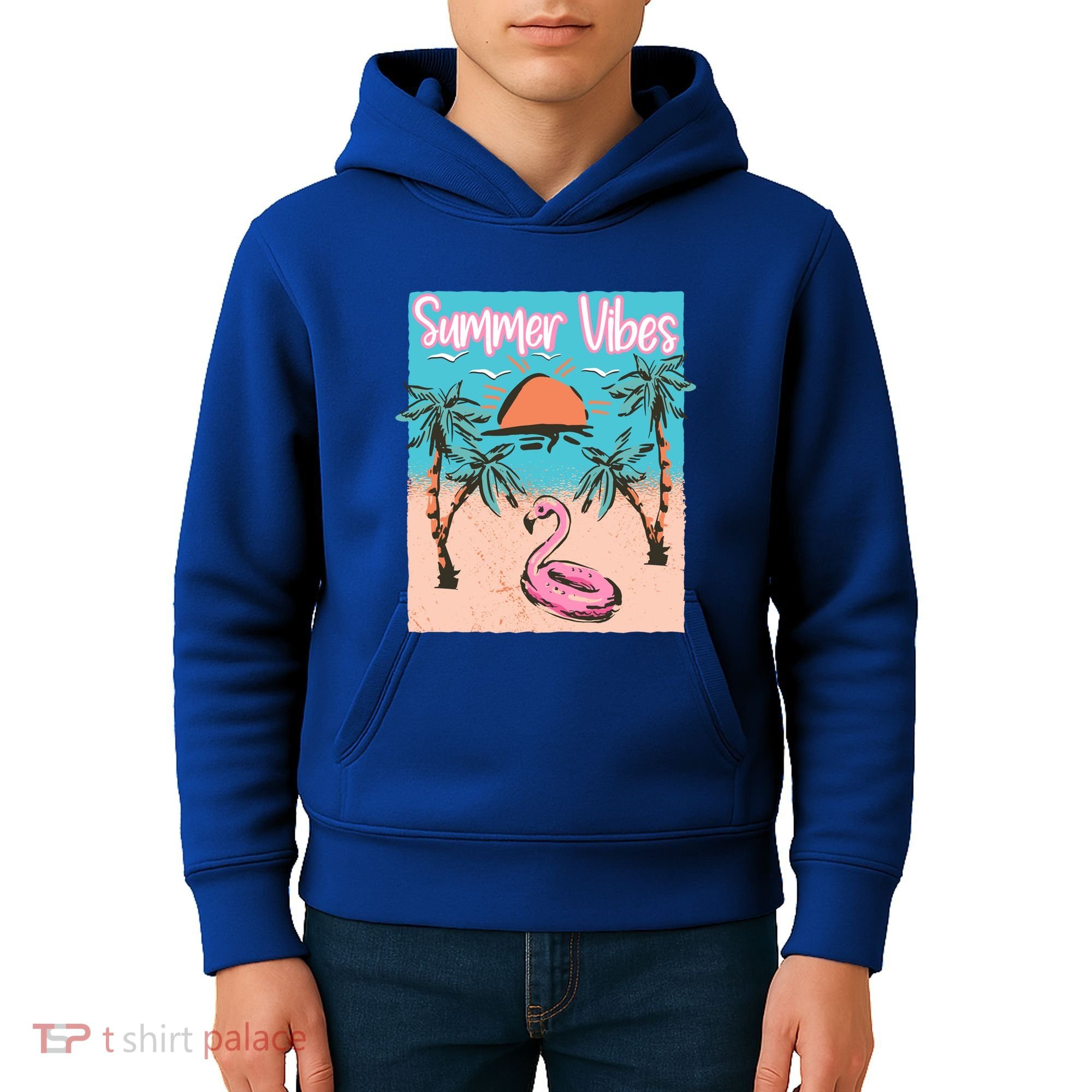 Summer Vibes Vacay Beach Flamingo Vacation Gift Kids Hoodie
