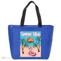 Summer Vibes Vacay Beach Flamingo Vacation Gift Tote Bag thumb 0