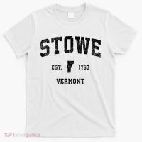 Stowe Vermont VT Vintage Sports Black Print T-Shirt thumb 0
