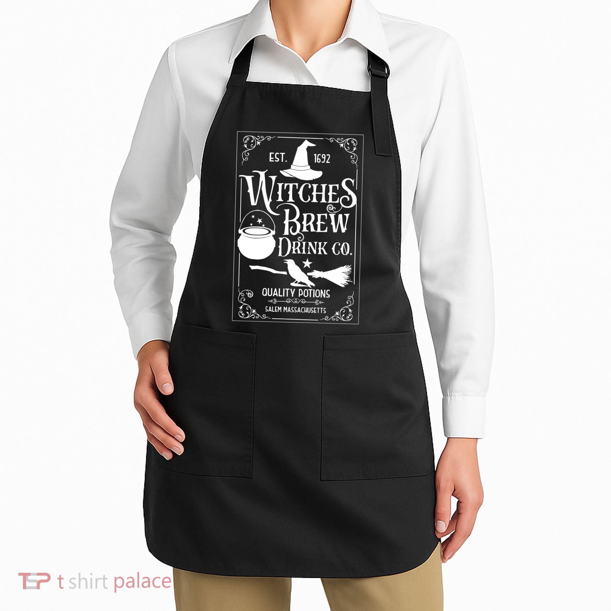 Salem Witch 1692 Witches Brew Drink Funny Witchy Halloween Apron